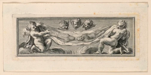 Vignette mit Engeln und Leidenswerkzeugen