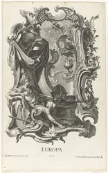Rocaille mit der Personifikation des Kontinents Europa