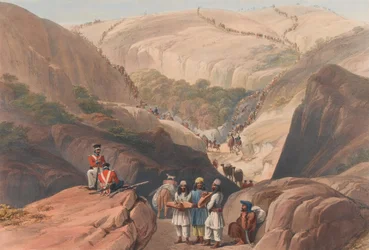 Der erste Abstieg durch den Koojah-Pass, ca. 1839