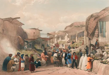 Die Hauptstraße im Basar von Kabul in der Obstzeit, ca. 1839