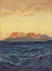 Die Insel Patmos (Farblithografie)