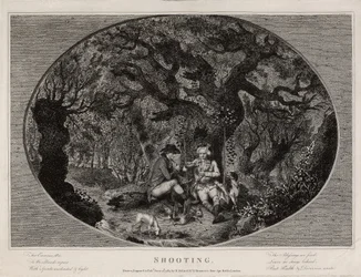 Schießen, graviert von Robert Pollard (1755-1838), veröffentlicht 1784