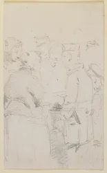 Eine Gruppe von Figuren um einen Kohlenbecken, 1858