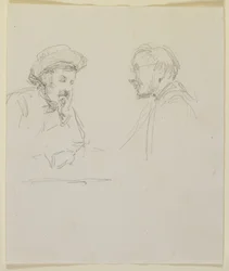 Köpfe von zwei Männern, ca. 1855-59