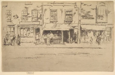 Der Fischladen, belebter Chelsea-Fischladen, Chelsea, 1886-87