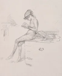 Das kleine nackte Modell liest, 1890