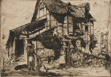 Das unsichere Mietshaus. Eine der zwölf Radierungen aus der Natur. Das französische Set, 1858