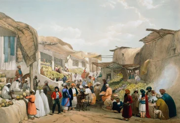 Basar in Kabul während der Obstzeit, Erster Anglo-Afghanischer Krieg, 1838-1842
