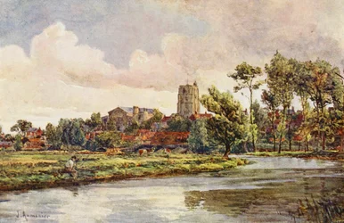 Der Waveney bei Beccles, mit der Kirche St. Michael