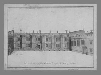 Die Innenansicht des Hofes, der Kapelle und der Halle von Beaulieu, 1786