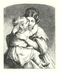 An ein Kind, das seine Mutter umarmt