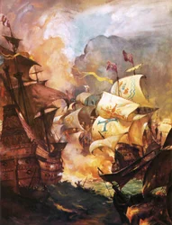 Die Armada wird von englischen Brandschiffen zerstört