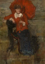 Die Dame mit dem roten Sonnenschirm