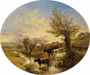 Landschaft mit Bach und Vieh, 1888