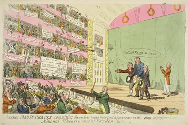 Schauspielende Magistrate, die sich verpflichten, ihr erster Auftritt im National Theatre Covent Garden