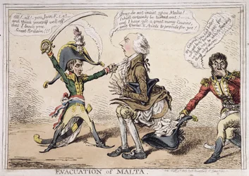 Evakuierung von Malta, veröffentlicht von Hannah Humphrey im Jahr 1803