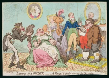 Aufhören mit Puder, oder Eine sparsame Familie spart das Guinea, veröffentlicht von Hannah Humphrey 1795