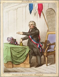 Präsident der Kommunalverwaltung, Tafel 5 aus Französische Gewohnheiten, veröffentlicht von Hannah Humphrey im Jahr 1798