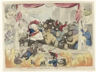 Karikatur über die Panik unter den Patrioten nach der Wiederherstellung von Statthalter Wilhelm V., 1787