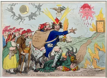 Der Prophet der Hebräer: der Friedensfürst führt die Juden ins Gelobte Land, veröffentlicht von Hannah Humphrey 1795 (handkolorierte Radierung)