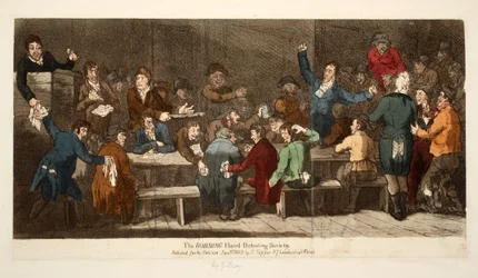 The ROBBING Hood Debating Society, veröffentlicht von S. Tipper, 1. Januar 1809 (handkolorierte Gravur)