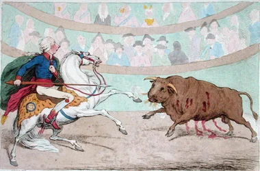 Der königliche Stierkampf, veröffentlicht von Hannah Humphrey im Jahr 1795