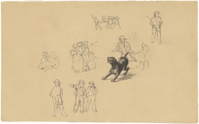 Bellen Hund und Studien für Militärausbildung, um 1841