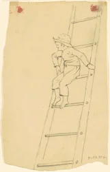 Junge auf einer Leiter