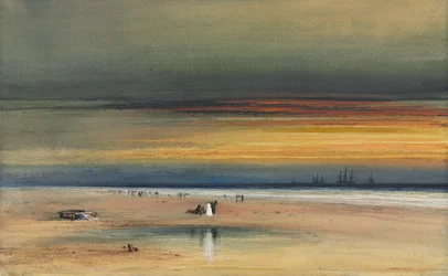 Strandszene bei Sonnenuntergang