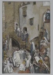Eine Frau schreit in der Menge, Illustration aus Das Leben unseres Herrn Jesus Christus, 1886-94