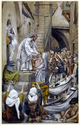 Und die ganze Stadt war an der Tür versammelt, Illustration für Das Leben Christi, ca. 1884-96