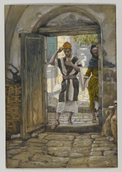 Beim Betreten des Hauses, grüßt es, Illustration aus Das Leben unseres Herrn Jesus Christus