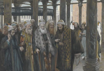 Die Hohepriester beraten sich, Illustration aus Das Leben unseres Herrn Jesus Christus, 1886-94