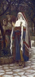 Das Magnificat (Lobgesang, gesungen von der Jungfrau Maria nach der Verkündigung) - Das „Magnificat“ - aus „Das Leben unseres Herrn Jesus Christus“ - 1899 von James Tissot - Das Leben unseres Herrn Jesus Christus, von Jacques Joseph (Jacques Joseph) Tissot