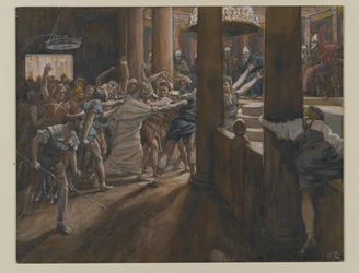 Das Tribunal des Annas, Illustration aus Das Leben unseres Herrn Jesus Christus, 1886-94