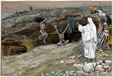 Die zwei Männer, die von unreinen Geistern besessen sind, Illustration für Das Leben Christi, ca. 1884-96