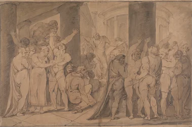 Der Körper der Lucretia den Römern ausgesetzt