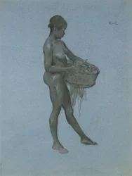 Schwarze Frau mit einem Korb Gemüse