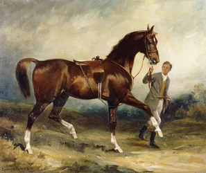 Pferd und Stallbursche in einer Landschaft