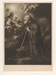 Der kniende heilige Franz von Paola im Gebet