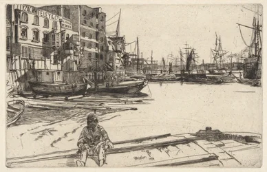 Eagle Wharf (Tyzac, Whiteley & Co.), aus der Thames Set (Eine Serie von sechzehn Radierungen von Szenen an der Themse und anderen Motiven)