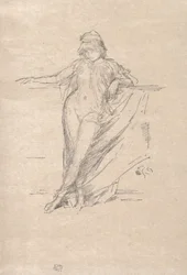 Kleine drapierte Figur, die sich lehnt
