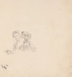 Skizze: Selbstporträt mit Miss R. Birnie Philip