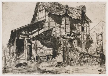 Das unsichere Mietshaus. Eine der zwölf Radierungen aus der Natur (Das französische Set)