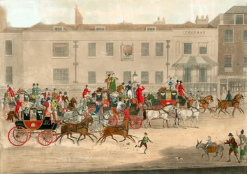 Nordland-Postkutschen am Pfau, Islington (James Pollard, 1821)