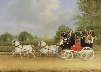 Der London-Farringdon-Kutschwagen passiert Buckland House, Berkshire