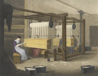 Reeden oder Einziehen, Fortschritt der Baumwolle Nr. 9, veröffentlicht 1840