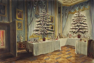 Weihnachtsbäume der Herzogin von Kent und der königlichen Kinder im Windsor Castle, 1850