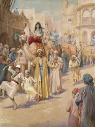 Eine arabische Hochzeitsprozession durch Kairo