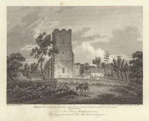 Robert Bloomfield, Dichter: Honington Church und das Cottage, in dem Robert Bloomfield geboren wurde